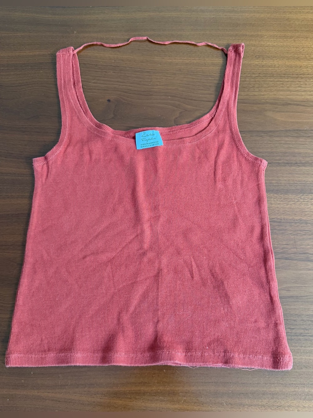 Zara Rust-Red Ribbed Tank Top-Size M - Picture 2 of 7